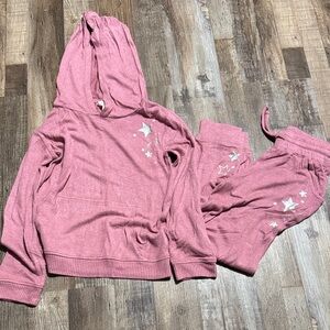 Charming Pink Kids Hoodie and Pants Set with Star Accents